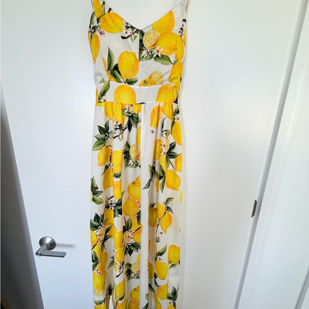 Lemon Print Maxi Dress